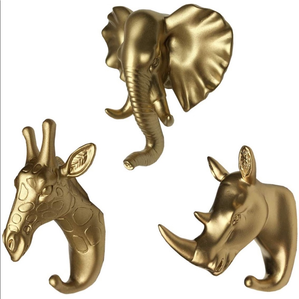 Gold animal head hooks